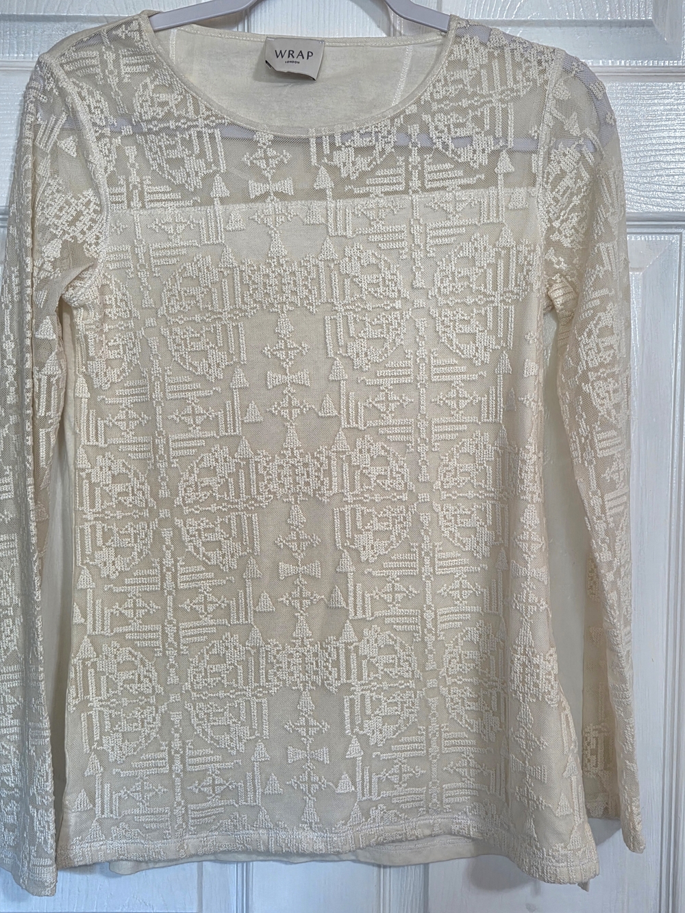 Wrap London Cream Lace Long-Sleeve Top